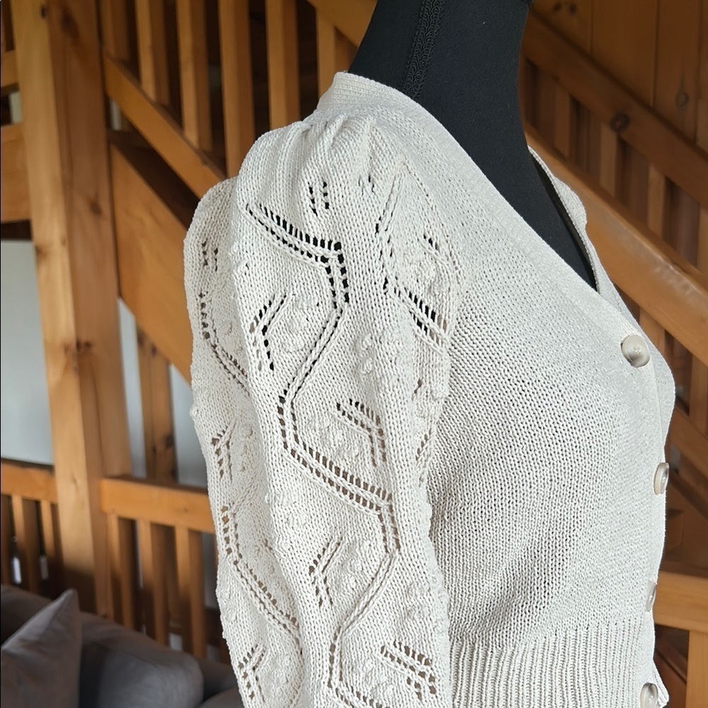 Moon & Madison Cream Cable Knit Cardigan - Picture 5 of 9